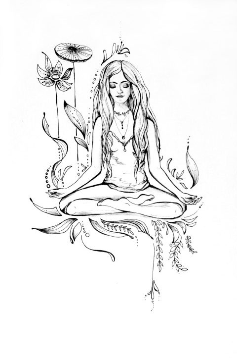 meditating girl yoga pose 