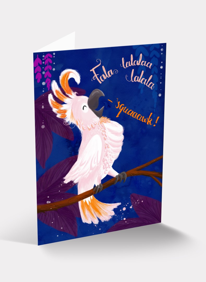 cockatoo Christmas Card 