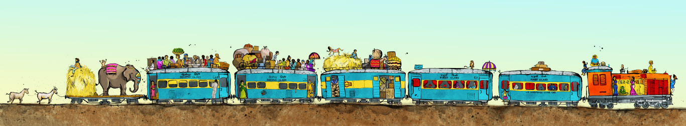 india train travellers elephant